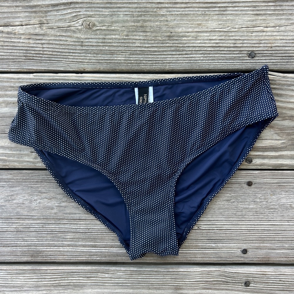 Nip Tuck Women’s Swim Bottoms Size 8 Navy & White Polka Dots Beach Summer